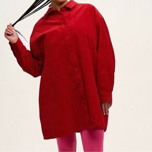 Lucy & Yak Red Corduroy Shirtdress